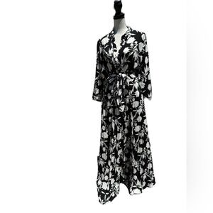 Zara Black & White button down Belted Dress sz. XL